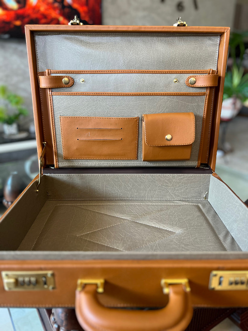 Attaché Case en Cuir et Bois